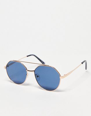 SVNX rounded aviator sunglasses in rose gold