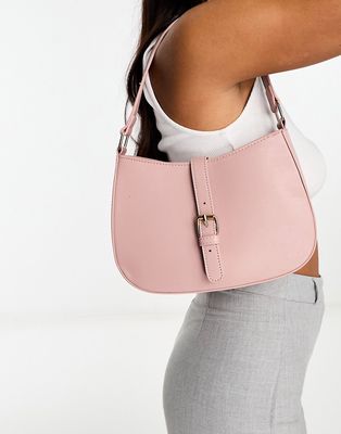 SVNX rounded shoulder bag with strap fastening in pink