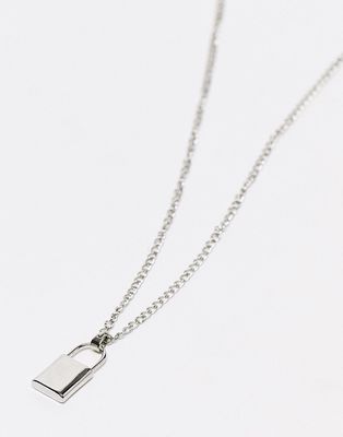 SVNX silver chain lock necklace