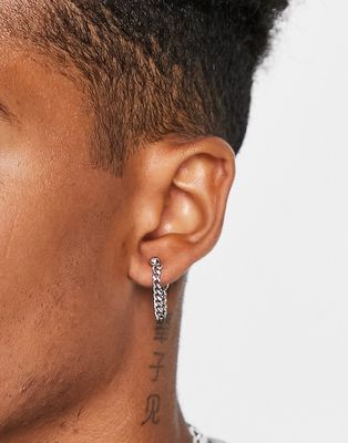 SVNX stud earrings with chain detail-Silver