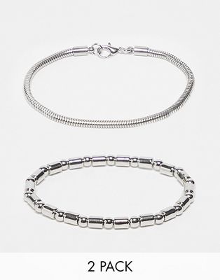SVNX two pack of bracelets in silver