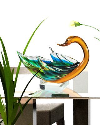 Swan Bowl Art Glass Sculpture