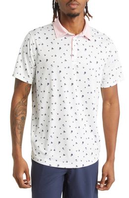 Swannies Adler Floral Golf Polo in White-Flamingo