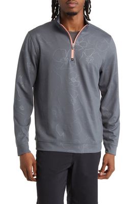 Swannies Krew Floral Quarter Zip Golf Pullover in Charcoal