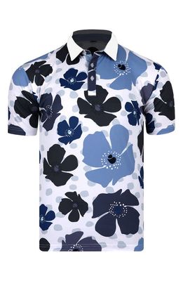 Swannies Mellblom Floral Golf Polo in White-Blue-Gray