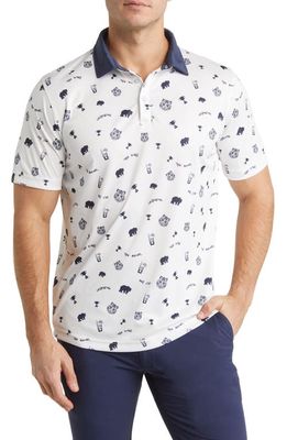 Swannies Quinlan Print Golf Polo in White-Navy