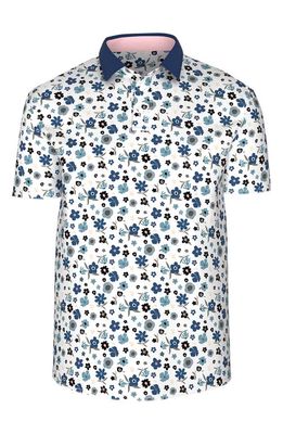 Swannies Sanders Floral Golf Polo in White-Navy