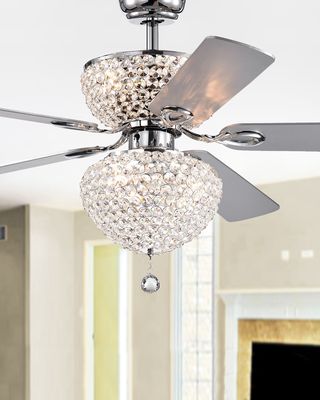 Swarana Chrome Dual Lighted Ceiling Fan with Crystal Shades