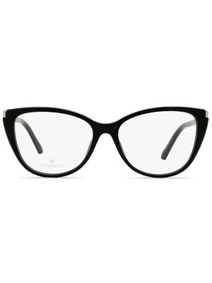 Swarovski 5414 glitter-detail oval-frame glasses - Black