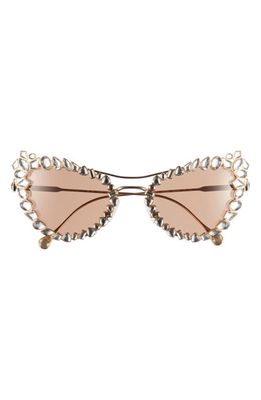 SWAROVSKI 56mm Cat Eye Sunglasses in Gold/Clear/Light Brown