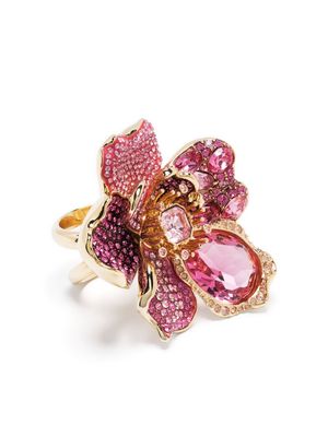 Swarovski crystal-embellished flower ring - Gold