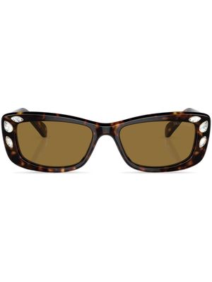 Swarovski crystal-embellished rectangle-frame sunglasses - Brown