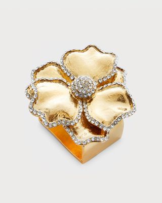 Swarovski Crystal Flower Napkin Ring, Set of Four, Golden