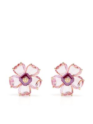Swarovski flower charm earrings - Gold