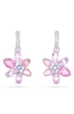 SWAROVSKI Gema Floral Drop Huggie Hoop Earrings in Pink