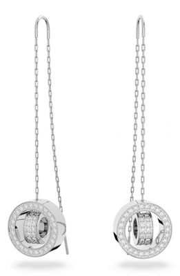 SWAROVSKI Hollow Circle Chain Threader Earrings in Silver