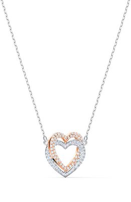 SWAROVSKI Infinity Double Heart Pendant Necklace in Silver /Rose Gold