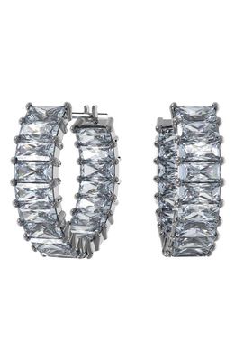 SWAROVSKI Matrix Crystal Baguette Hoop Earrings in Gray