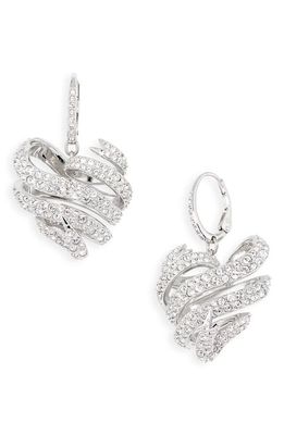 Swarovski Volta Crystal Heart Drop Earrings in Silver