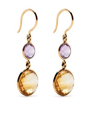 Swayta sha 18kt yellow gold citrine and amethyst drop earring