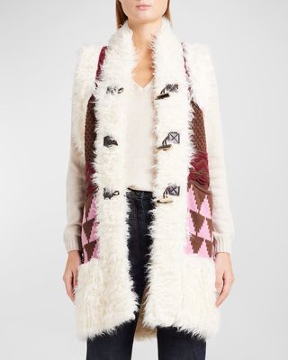 Sweater-Knit Faux Fur Vest