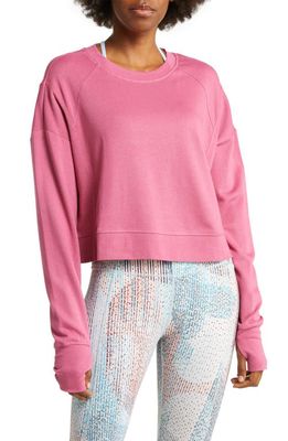 Sweaty Betty After Class Cotton Blend Crop Sweatshirt in Adventure Pink