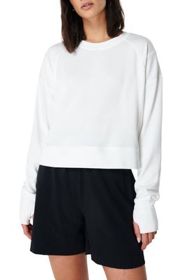 Sweaty Betty After Class Cotton Blend Crop Sweatshirt in Lily White