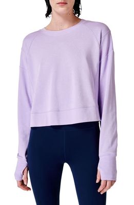 Sweaty Betty After Class Cotton Blend Crop Sweatshirt in Prism Purple