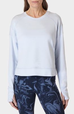 Sweaty Betty After Class Cotton Blend Crop Sweatshirt in Salt Blue