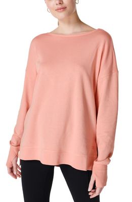 Sweaty Betty After Class Cross Back Organic Cotton & Modal Sweatshirt in Bloom Pink