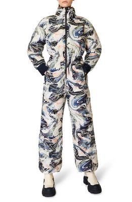 Sweaty Betty All in One Recycled Polyester Ski Suit in Blue Glacier Print