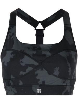 Sweaty Betty cropped camouflage-print top - Black