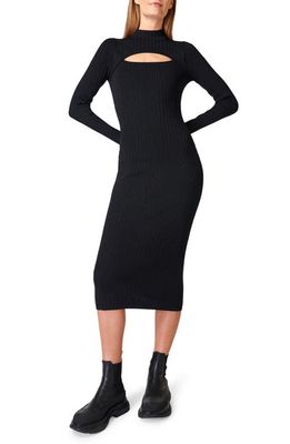 Sweaty Betty Cutaway Long Sleeve Knit Midi Dress in Black