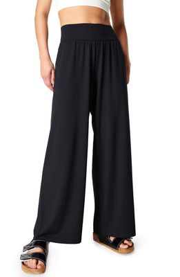 Sweaty Betty High Waist Wide Leg Stretch Modal Pants in Black