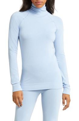 Sweaty Betty Logo Funnel Neck Base Layer Top in Filter Blue