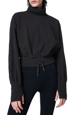 Sweaty Betty Melody Fleece Pullover Sweatshirt in Charcoal Grey Marl