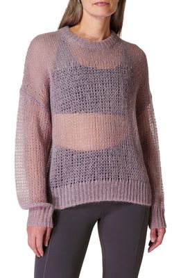 Sweaty Betty Open Knit Sweater in Dusk Pink