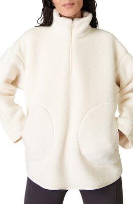 Sweaty Betty Oversize Fleece Half Zip Top in Studio White