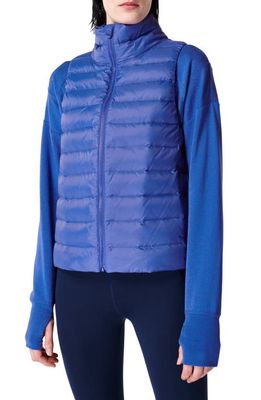 Sweaty Betty Pathfinder Lightweight Water Repellent Recycled Nylon Packable Vest in Hour Blue