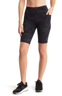 Sweaty Betty Power High Waist Pocket Bike Shorts in Ultra Black Camo Print