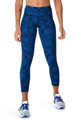 Sweaty Betty Power Pocket Workout Leggings in Blue Perspective Print