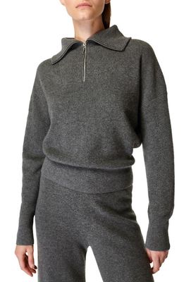 Sweaty Betty Relaxed Fit Cashmere Half Zip Pullover in Pumice Grey
