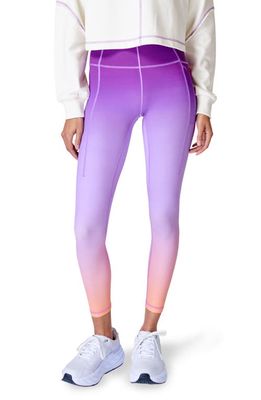 Sweaty Betty Supersoft High Waist Pocket 7/8 Leggings in Purple/Orange Gradient