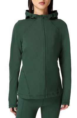 Sweaty Betty Supersoft Workout Zip Jacket in Trek Green