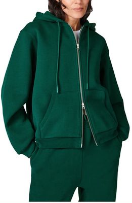 Sweaty Betty The Elevated Front Zip Cotton Blend Hoodie in Retro Green