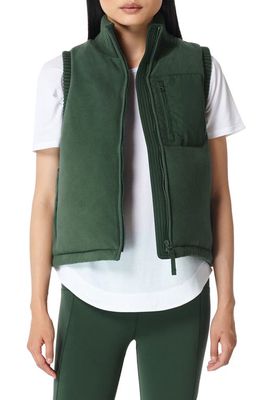 Sweaty Betty Venture Padded Fleece Vest in Trek Green