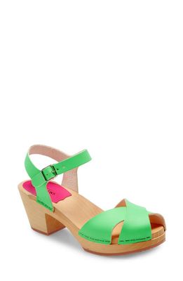 Swedish Hasbeens Mirja Platform Sandal in Neon Green Leather