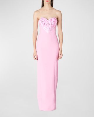 Sweetheart Column Gown with Heart Detail