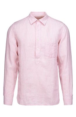 Swims Amalfi Stripe Linen Popover Shirt in Blush Pink