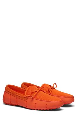Swims Braided Lux Lace-Up Driving Loafer in Swims Orange